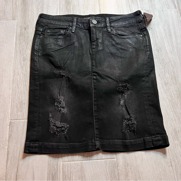 Mavi Black Denim Cotton Distressed Split Hem Skirt, Women’s Size Small - Picture 1 of 10